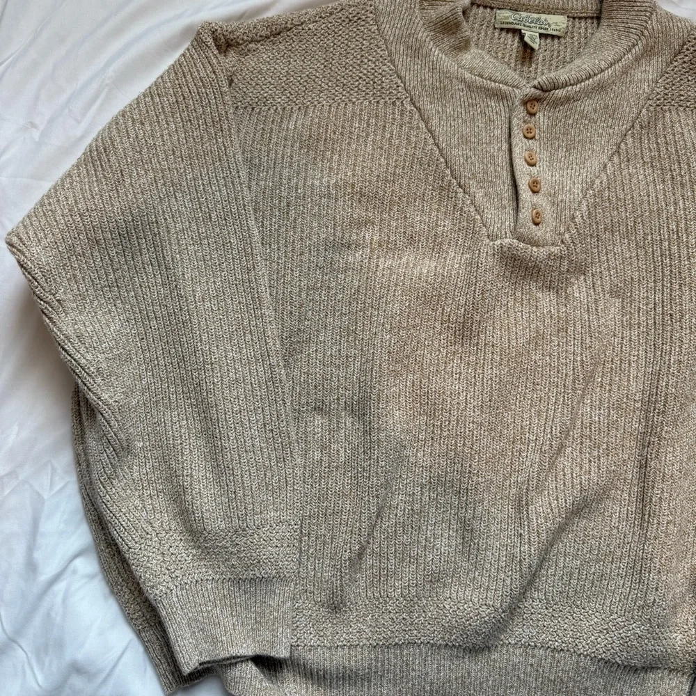 Cabela's Granola Brown Grandpacore Chunky Knit Fisherman Hunting Men’s Sweater
